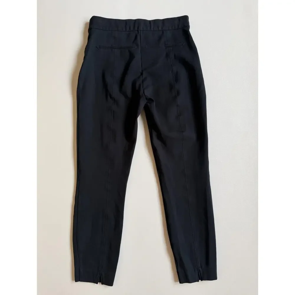 Spanx Women's Black Ponte Slim Pull-On Cropped Straight Leg Pants Size M